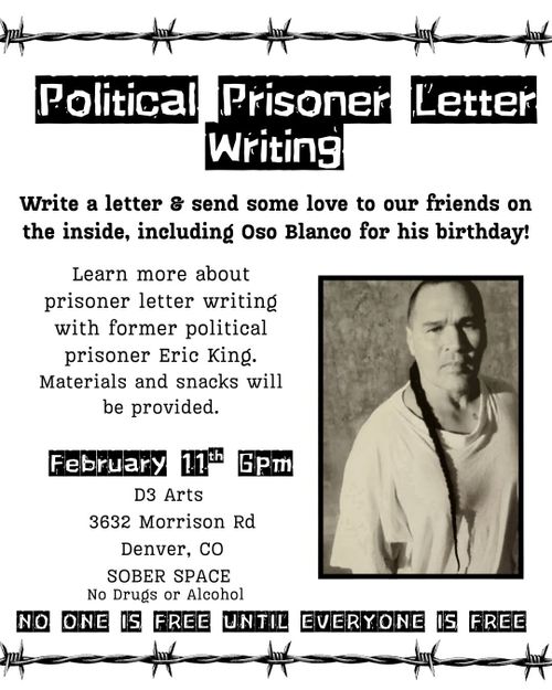 Political Prisoner Letter Writing at D3 hosted by DSA